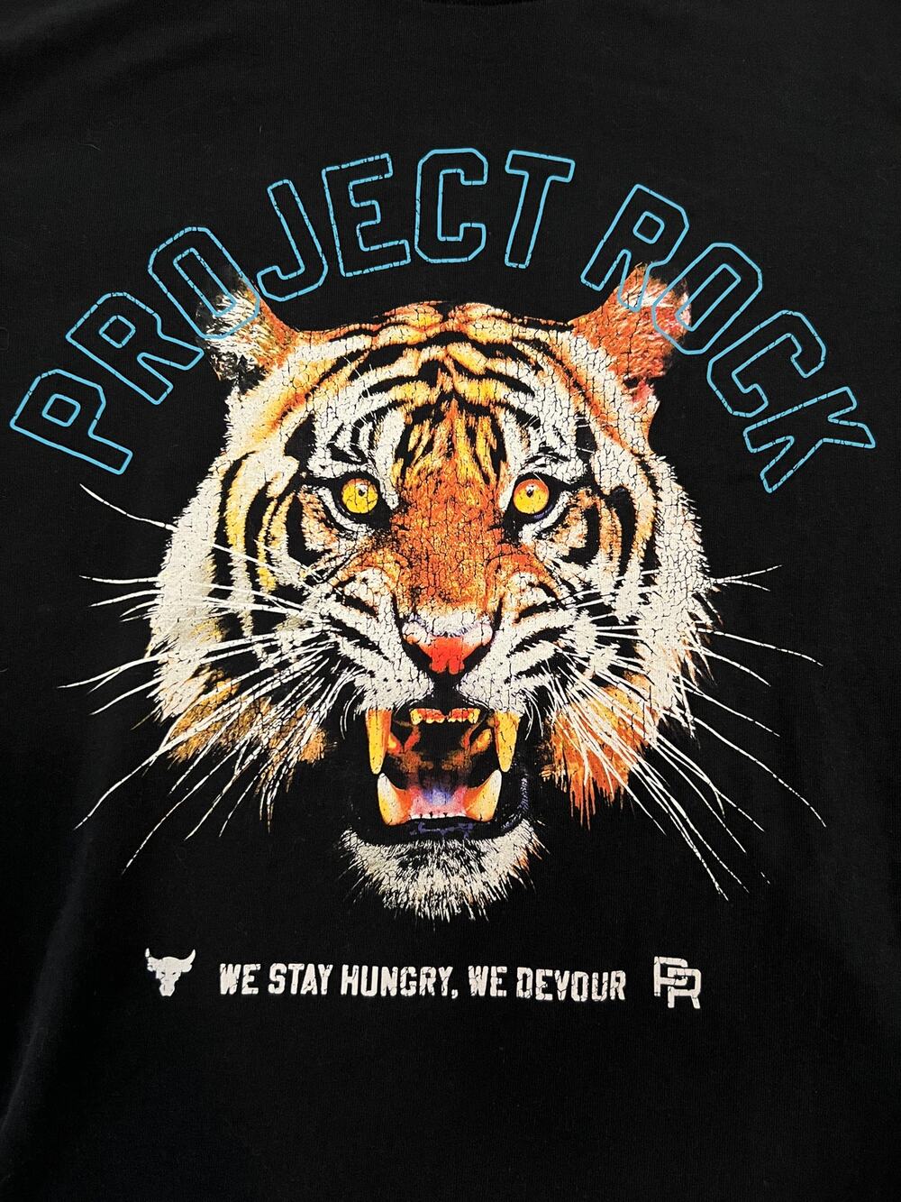 Under Armour UA Project Rock T-Shirt Stay Hungry Tiger Black Men's XL